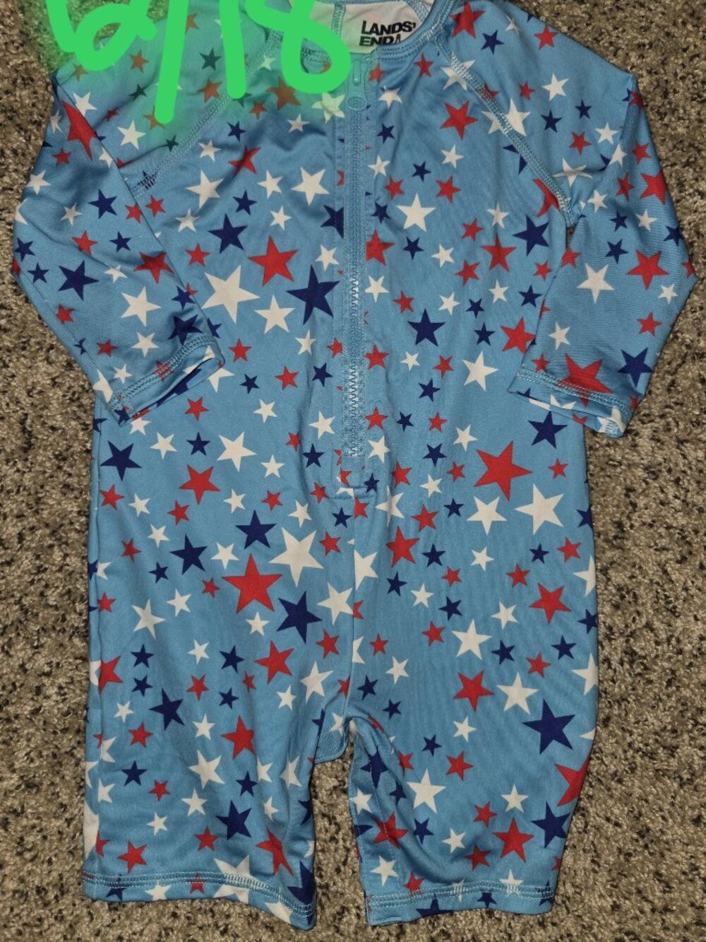 LAND'S END infants SIZE 12-18 mos 4th of JULY full body swim suit UV protection